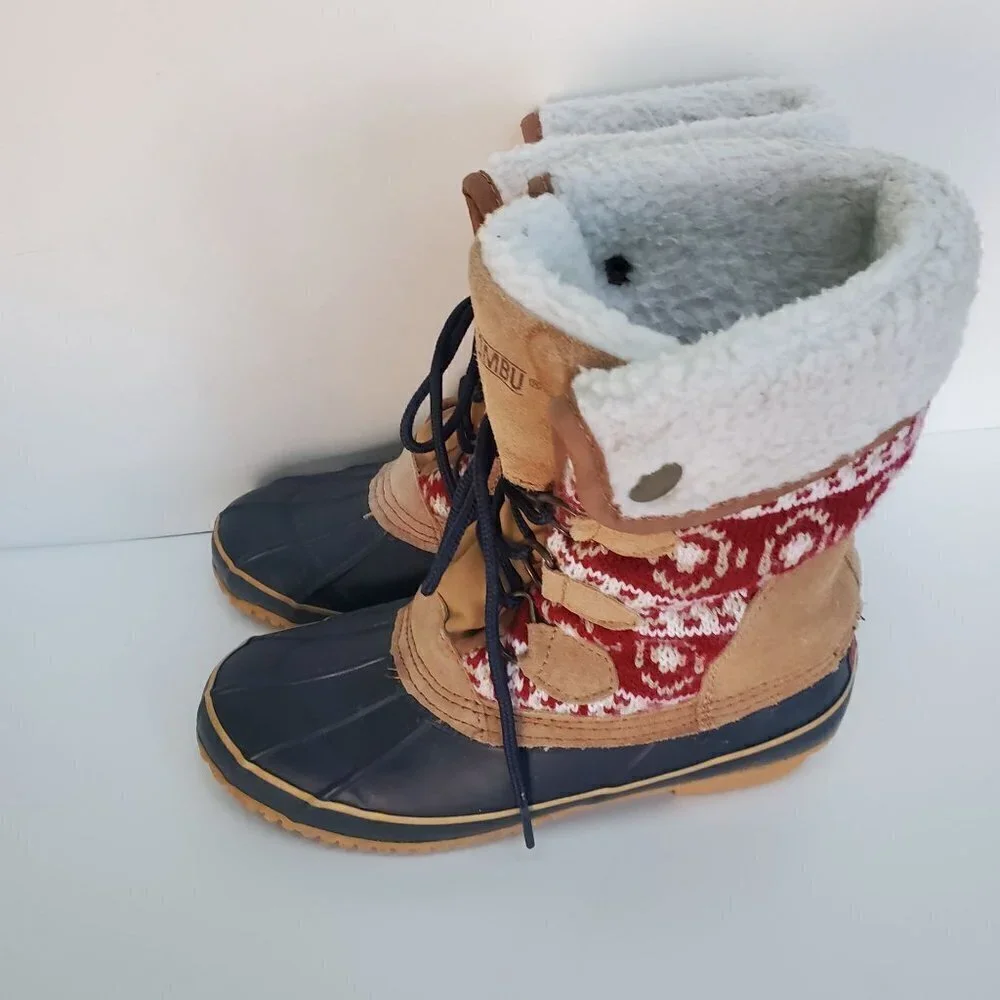 Khombu Maya Suede Knit All Weather Boots Size 6